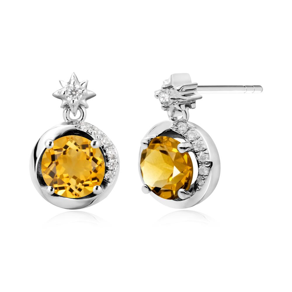Galaxy Inspired Swirling Citrine Stud Earrings - LUO Jewelry #metal_14k white gold