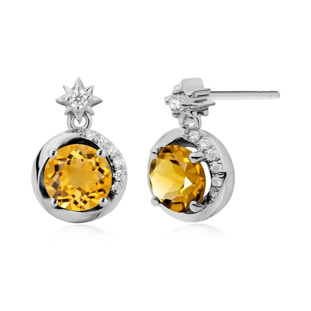 Galaxy Inspired Swirling Citrine Stud Earrings - LUO Jewelry #metal_platinum