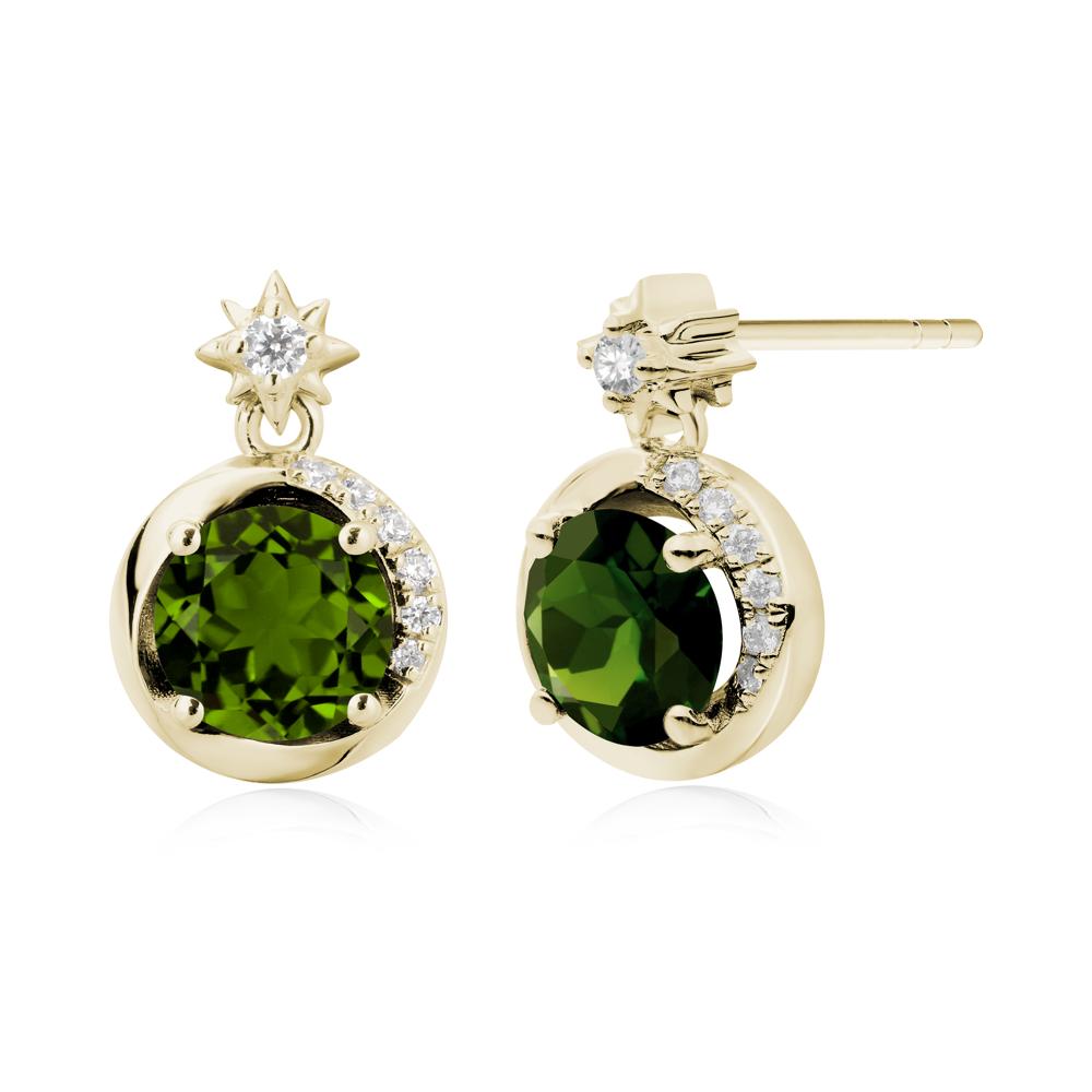 Galaxy Inspired Star Diopside Earrings - LUO Jewelry #metal_14k yellow gold