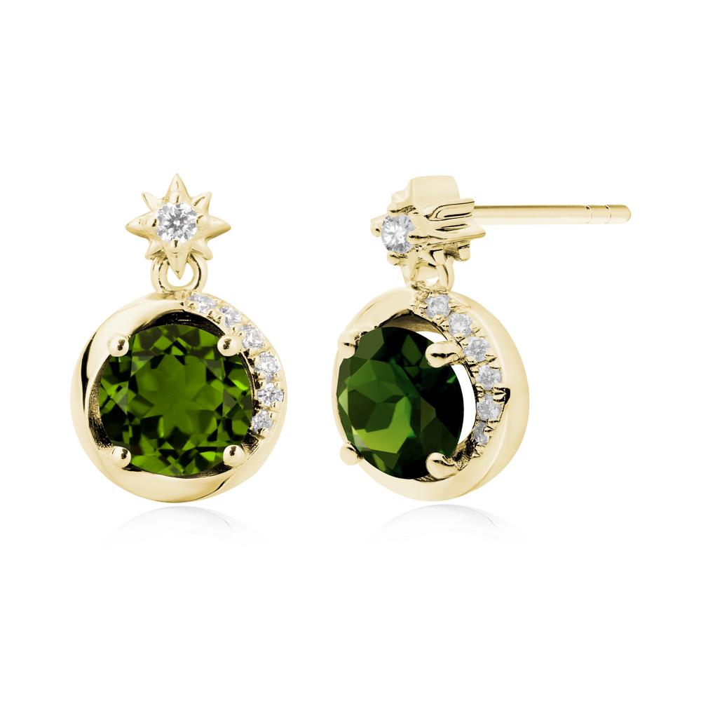 Galaxy Inspired Star Diopside Earrings - LUO Jewelry #metal_18k yellow gold