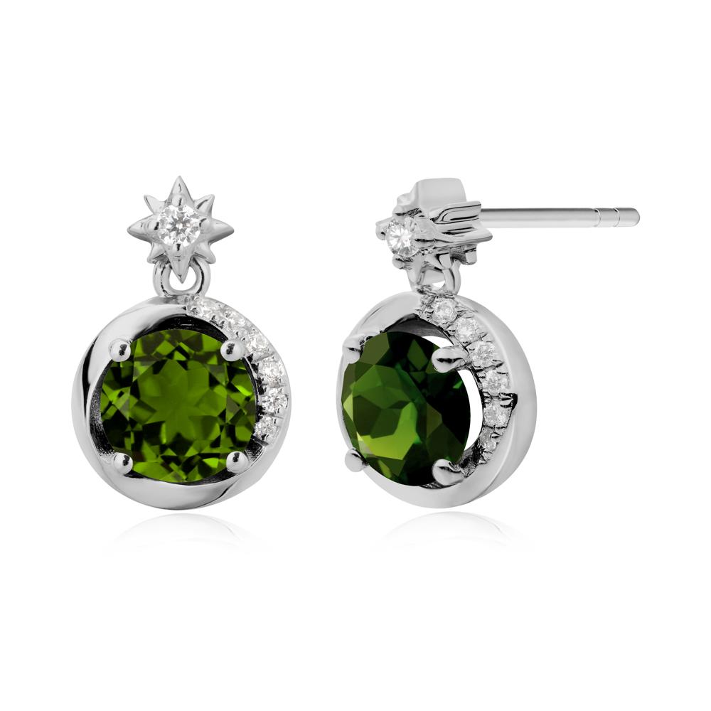Galaxy Inspired Star Diopside Earrings - LUO Jewelry #metal_platinum