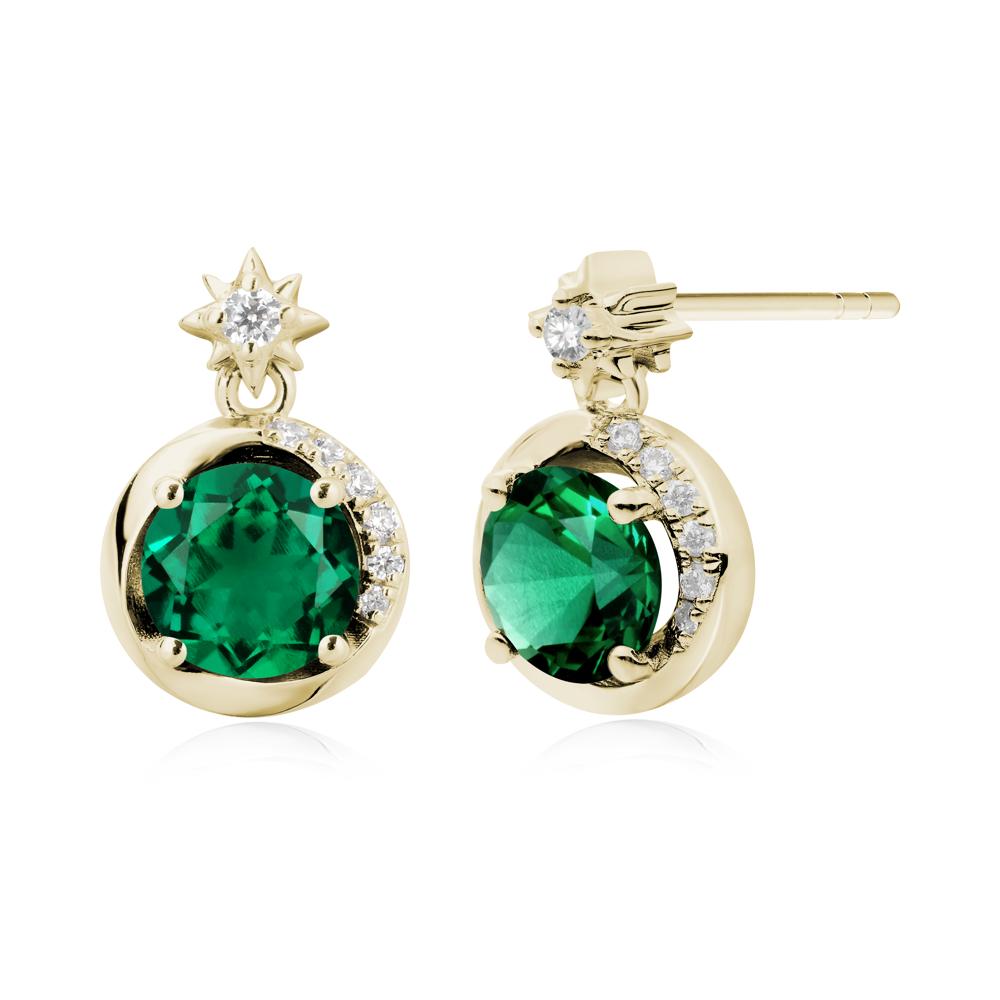 Galaxy Inspired Swirling Emerald Stud Earrings - LUO Jewelry #metal_14k yellow gold