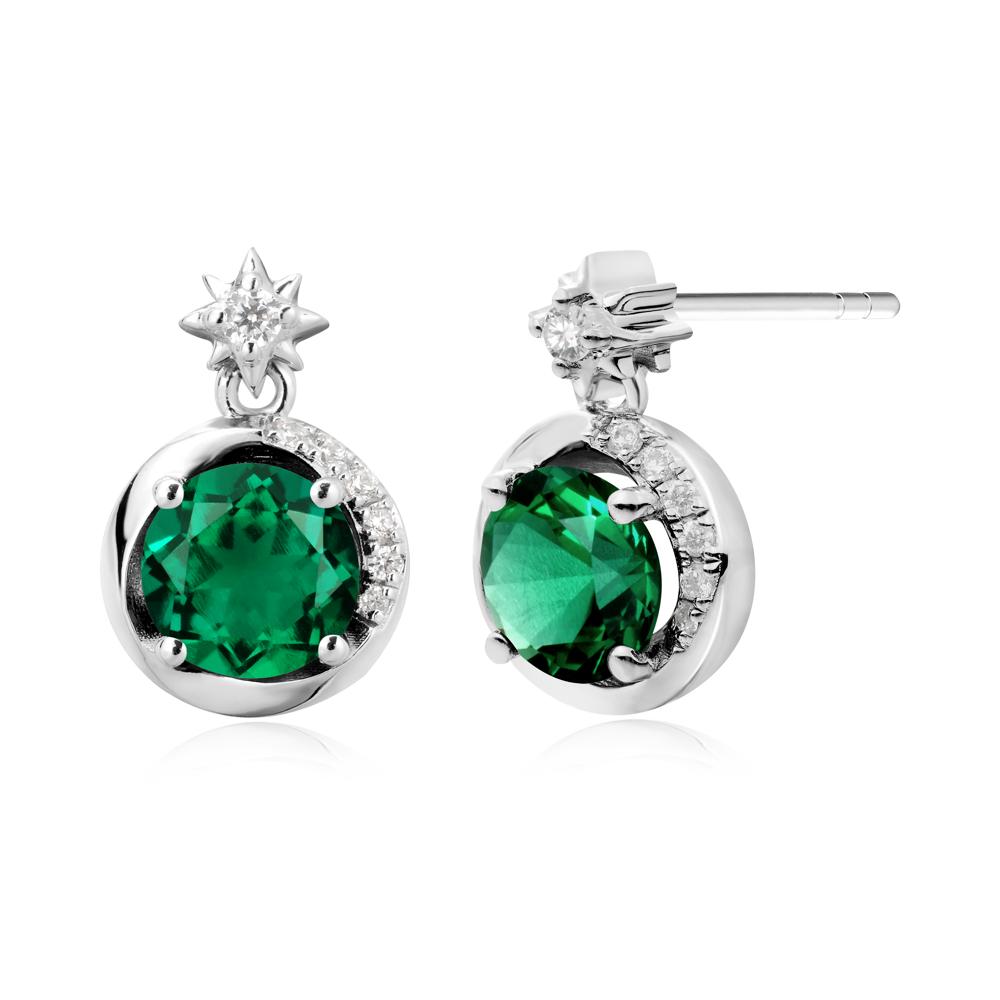 Galaxy Inspired Swirling Emerald Stud Earrings - LUO Jewelry #metal_18k white gold
