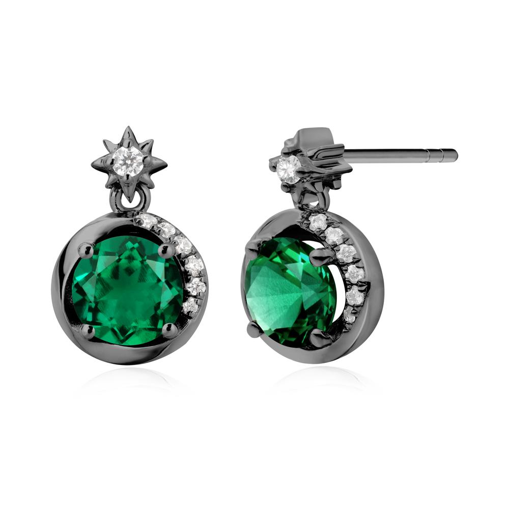 Galaxy Inspired Swirling Emerald Stud Earrings - LUO Jewelry #metal_black finish sterling silver