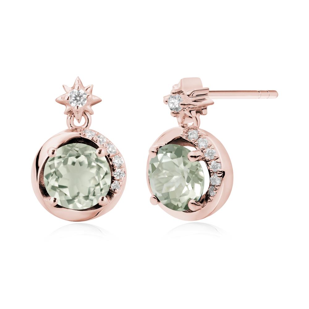 Galaxy Inspired Star Green Amethyst Earrings - LUO Jewelry #metal_18k rose gold