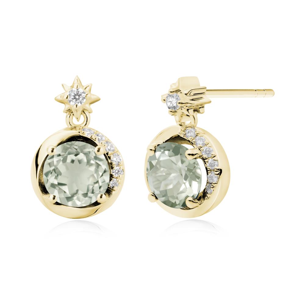 Galaxy Inspired Star Green Amethyst Earrings - LUO Jewelry #metal_18k yellow gold