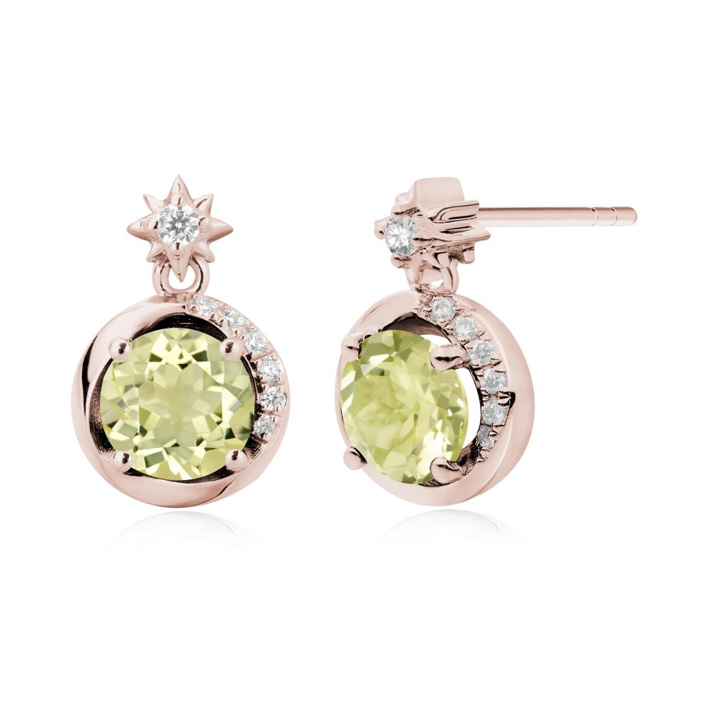Galaxy Inspired Swirling Lemon Quartz Stud Earrings - LUO Jewelry #metal_14k rose gold