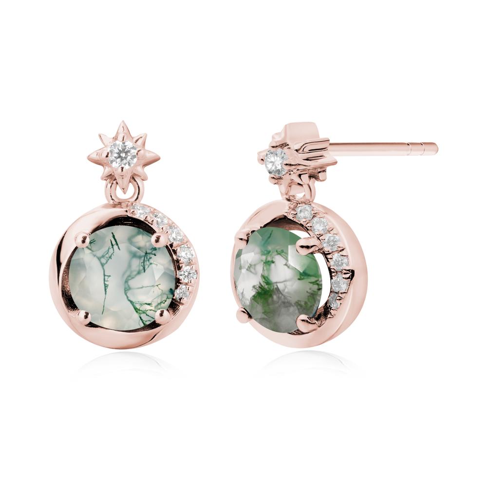 Galaxy Inspired Swirling Moss Agate Stud Earrings - LUO Jewelry #metal_18k rose gold