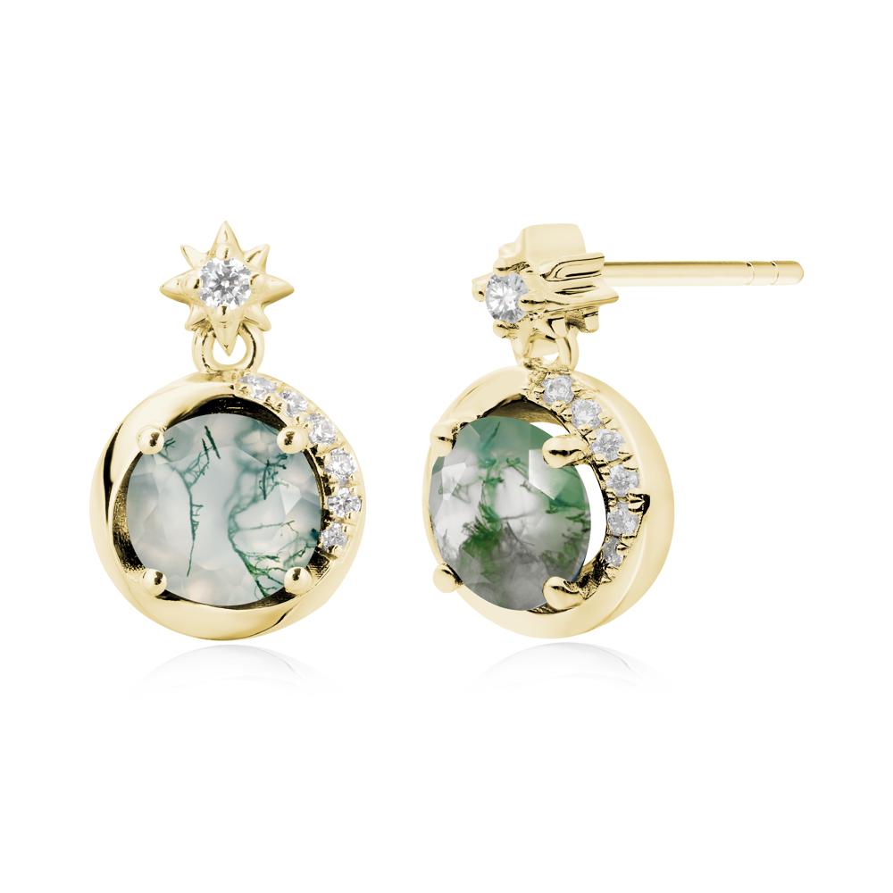 Galaxy Inspired Swirling Moss Agate Stud Earrings - LUO Jewelry #metal_18k yellow gold