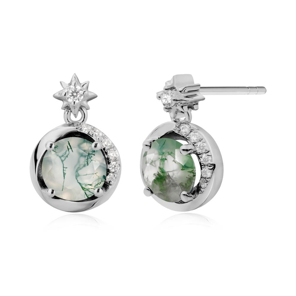Galaxy Inspired Swirling Moss Agate Stud Earrings - LUO Jewelry #metal_platinum