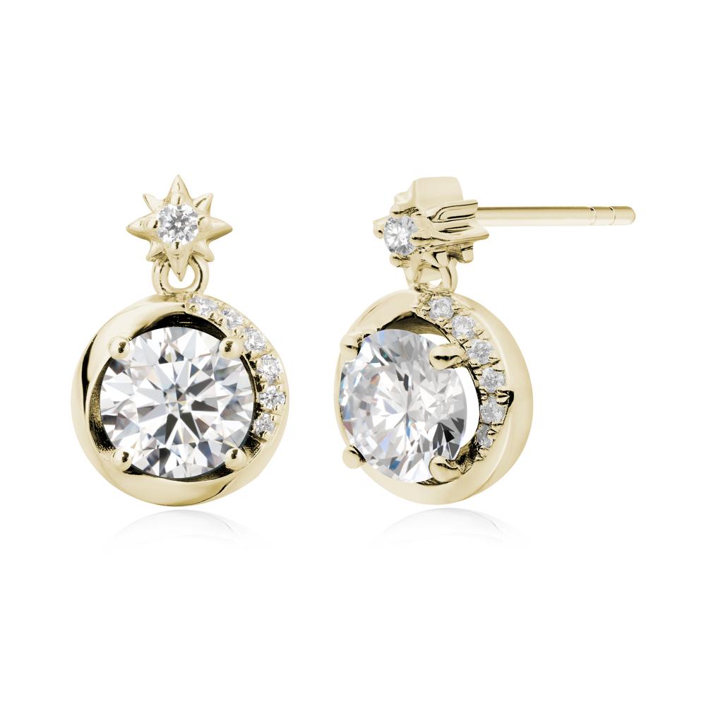 Galaxy Inspired Swirling Moissanite Stud Earrings - LUO Jewelry #metal_14k yellow gold
