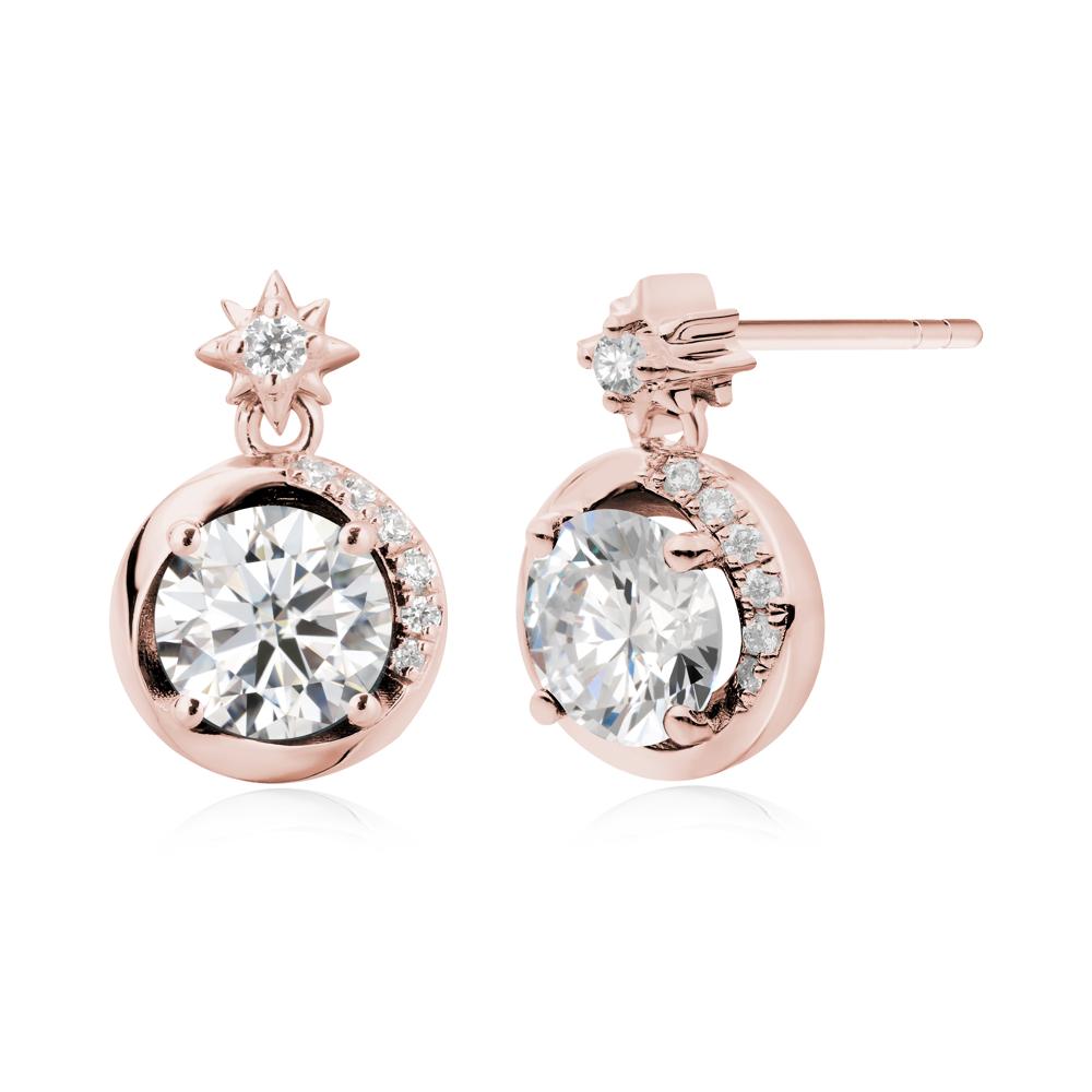 Galaxy Inspired Swirling Moissanite Stud Earrings - LUO Jewelry #metal_18k rose gold