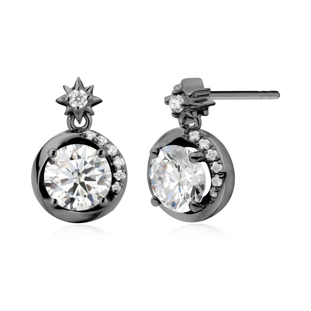 Galaxy Inspired Swirling Moissanite Stud Earrings - LUO Jewelry #metal_black finish sterling silver
