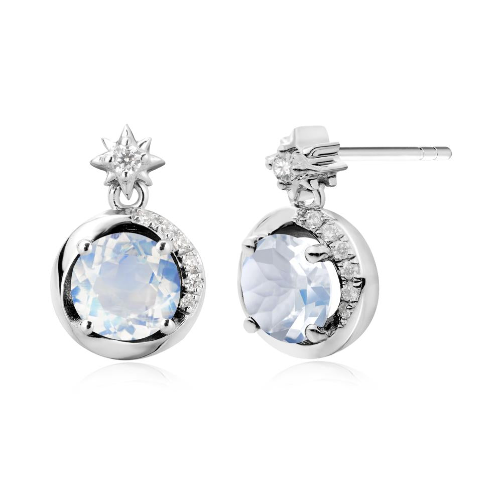 Galaxy Inspired Swirling Moonstone Stud Earrings - LUO Jewelry #metal_14k white gold