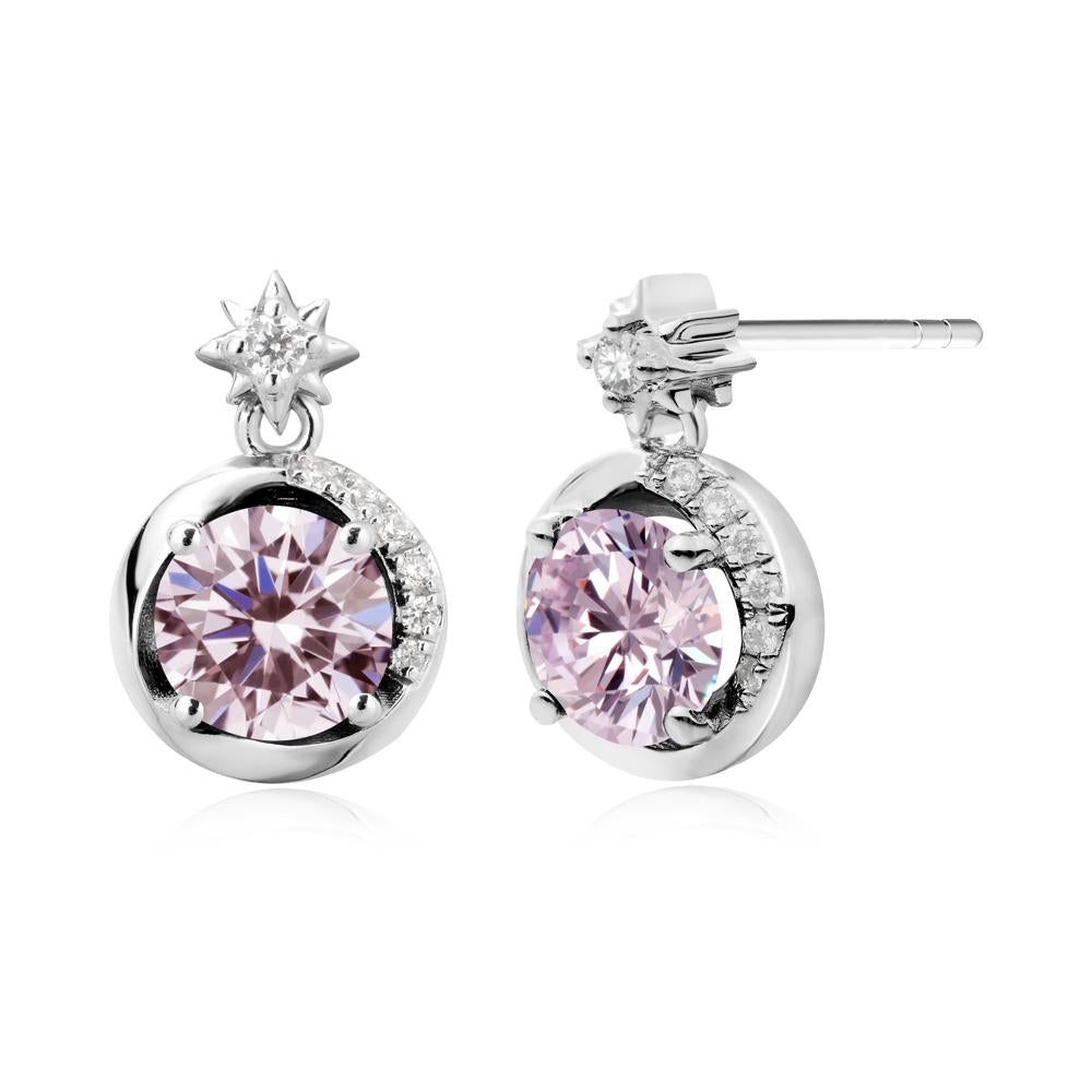 Galaxy Inspired Swirling Pink Cubic Zirconia Stud Earrings - LUO Jewelry #metal_14k white gold