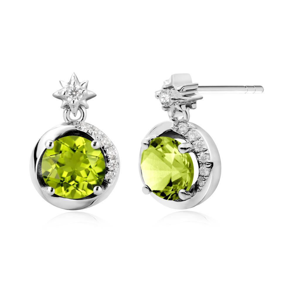 Galaxy Inspired Star Peridot Earrings - LUO Jewelry #metal_14k white gold