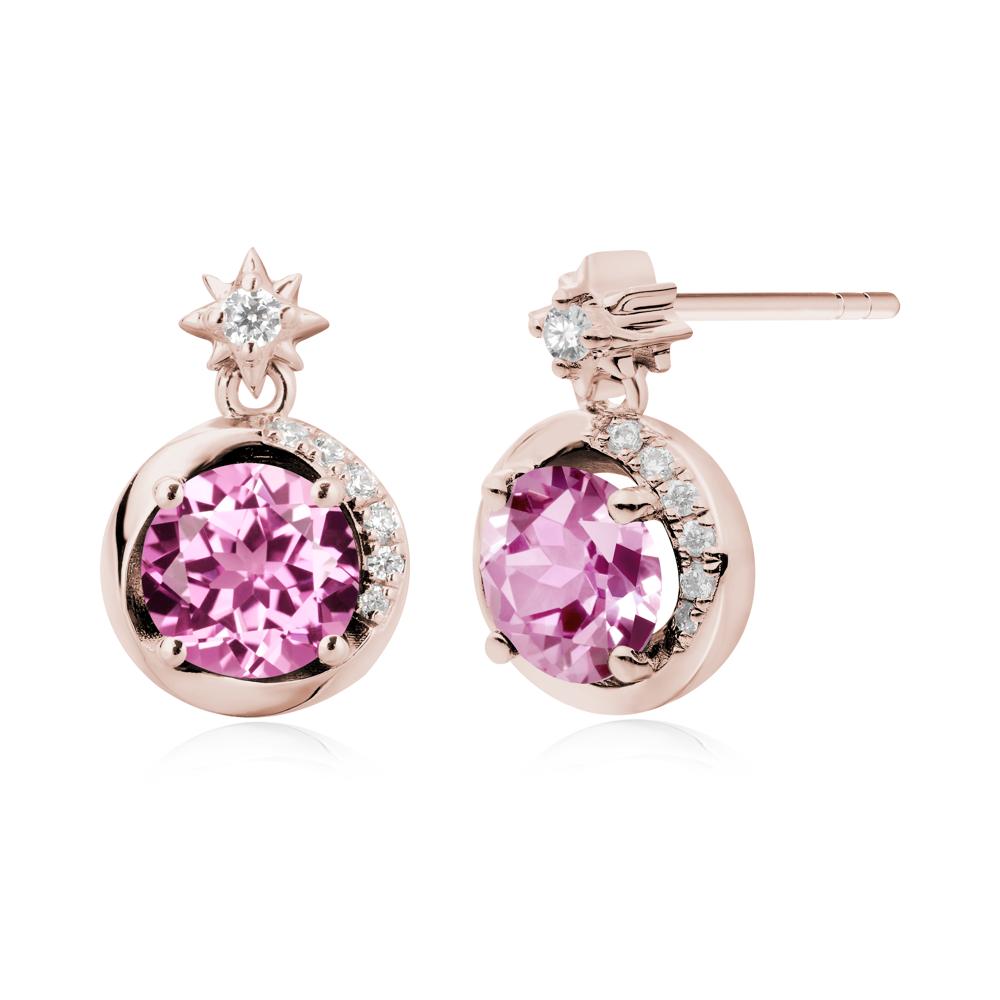 Galaxy Inspired Star Pink Sapphire Earrings - LUO Jewelry #metal_14k rose gold