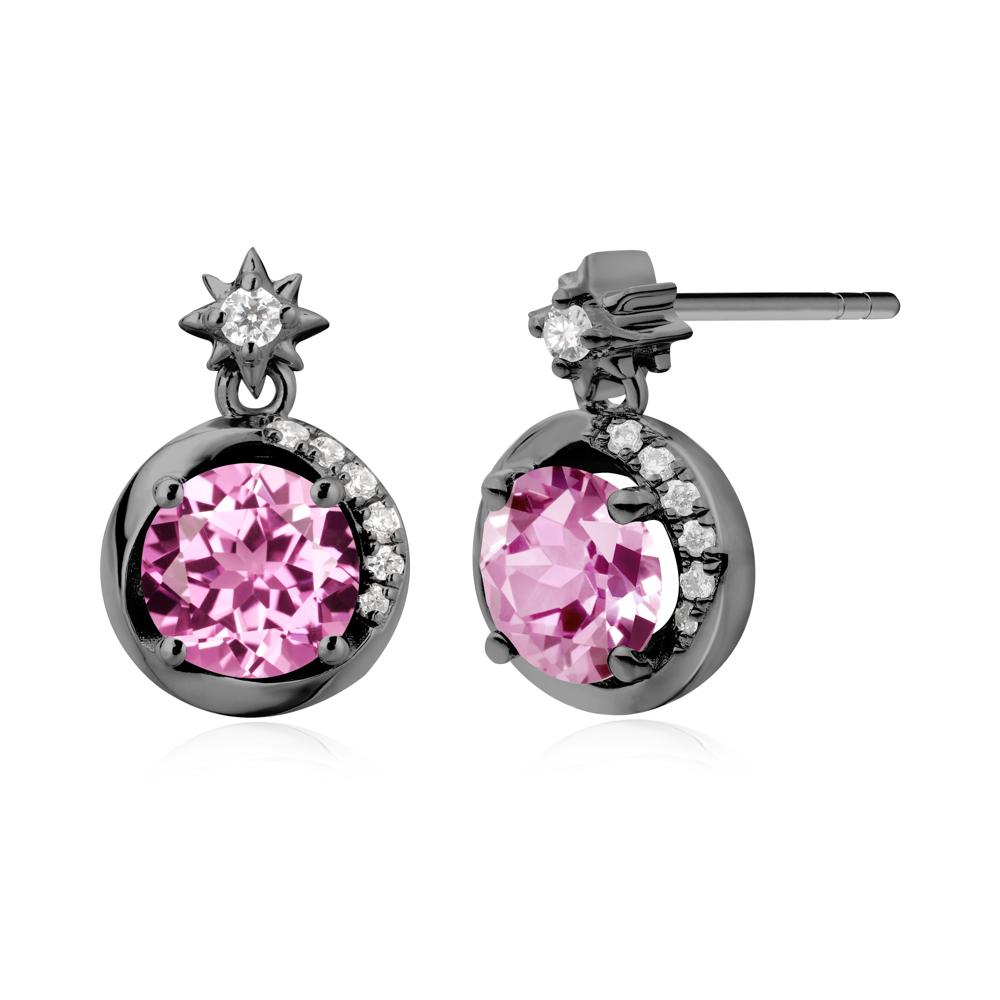 Galaxy Inspired Star Pink Sapphire Earrings - LUO Jewelry #metal_black finish sterling silver