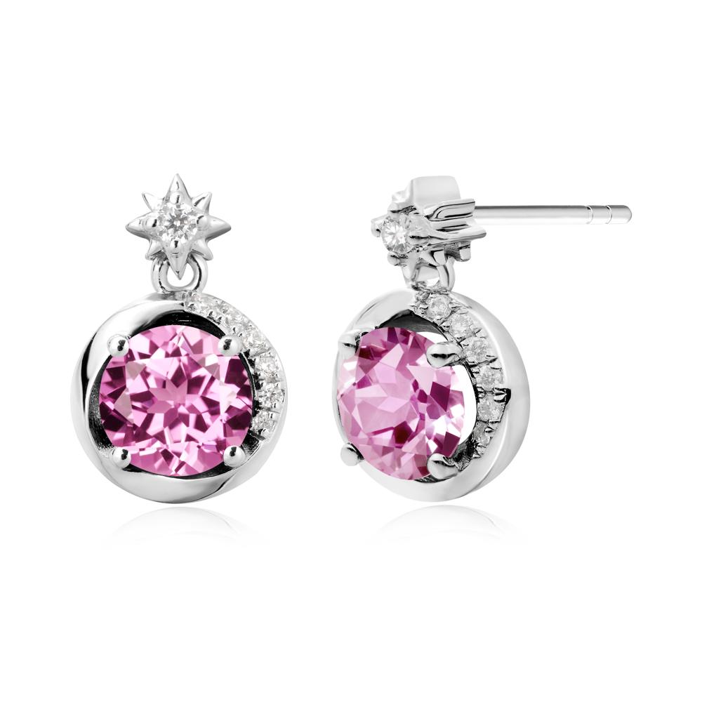 Galaxy Inspired Star Pink Sapphire Earrings - LUO Jewelry #metal_sterling silver