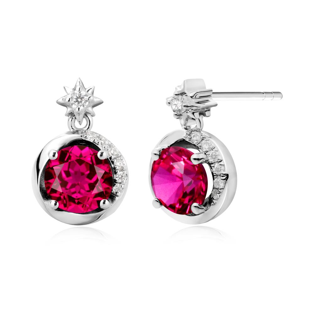 Galaxy Inspired Star Ruby Earrings - LUO Jewelry #metal_14k white gold