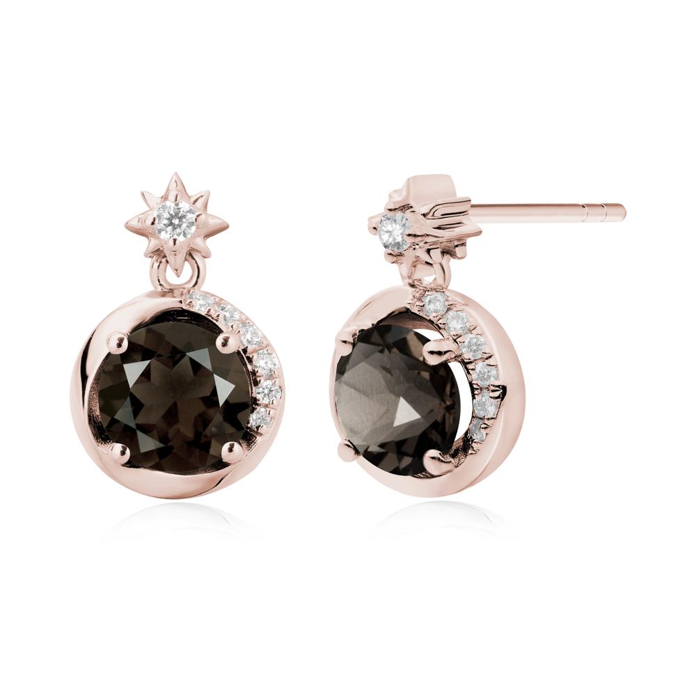 Galaxy Inspired Star Smoky Quartz Earrings - LUO Jewelry #metal_14k rose gold