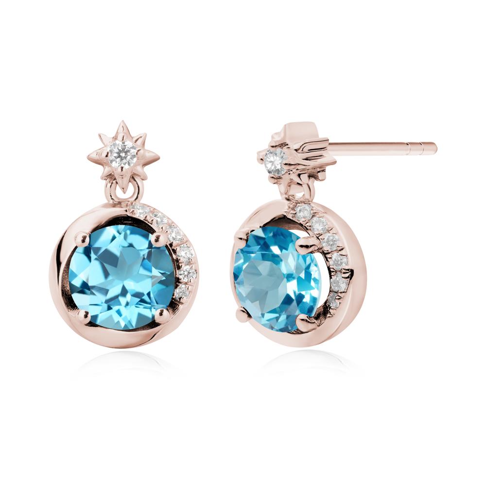 Galaxy Inspired Star Swiss Blue Topaz Earrings - LUO Jewelry #metal_14k rose gold