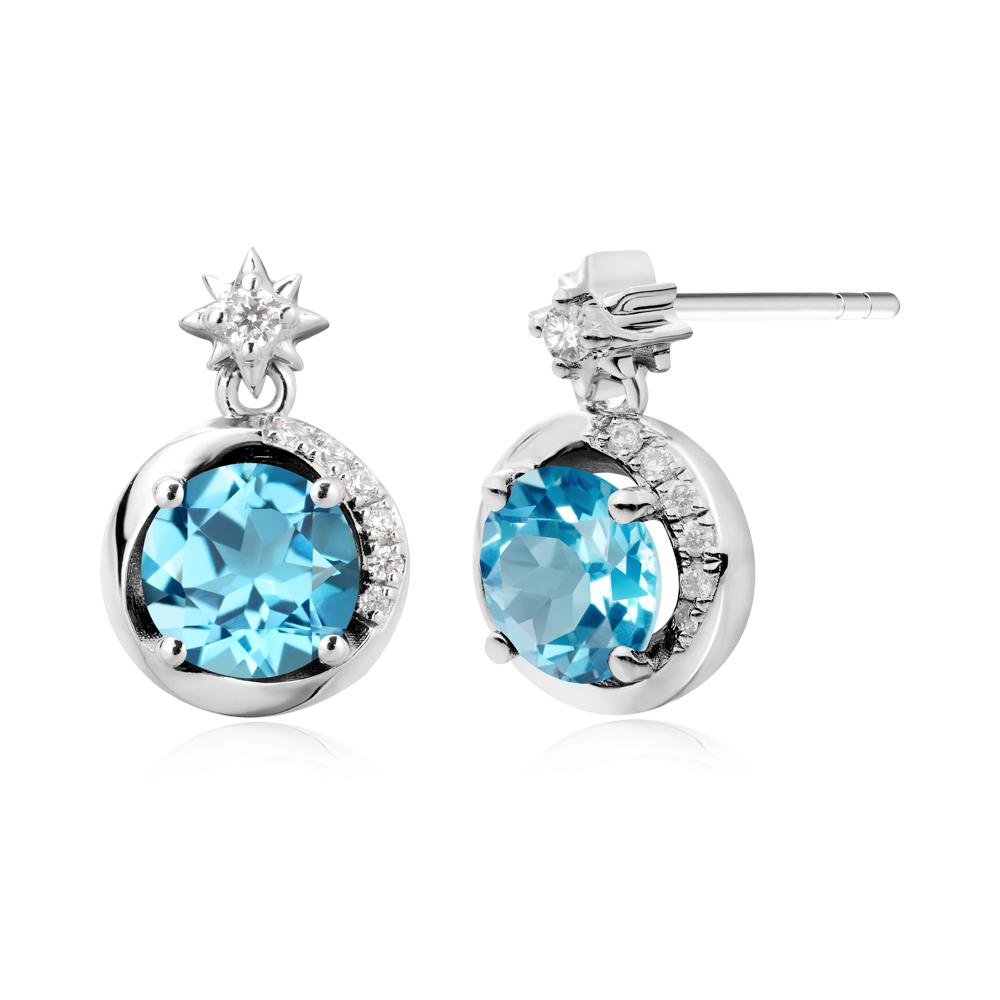 Galaxy Inspired Star Swiss Blue Topaz Earrings - LUO Jewelry #metal_14k white gold
