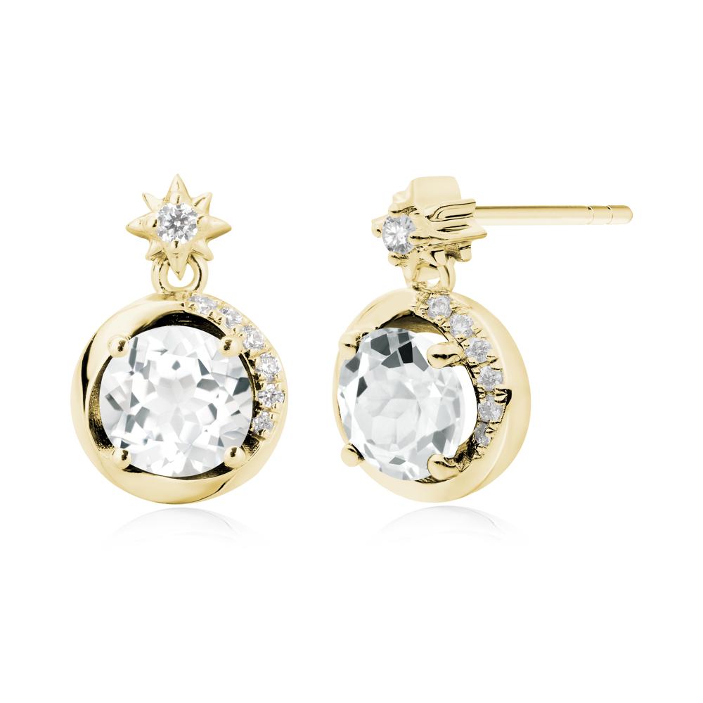 Galaxy Inspired Swirling White Topaz Stud Earrings - LUO Jewelry #metal_18k yellow gold