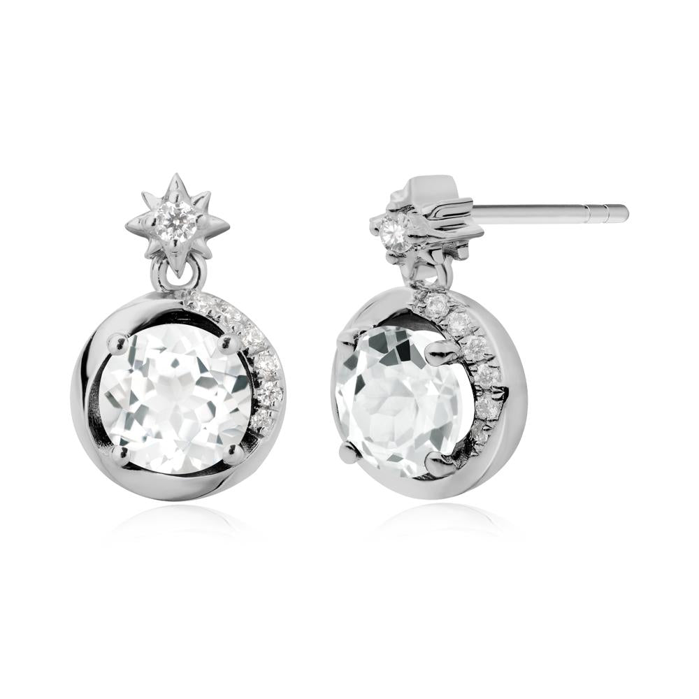 Galaxy Inspired Swirling White Topaz Stud Earrings - LUO Jewelry #metal_platinum