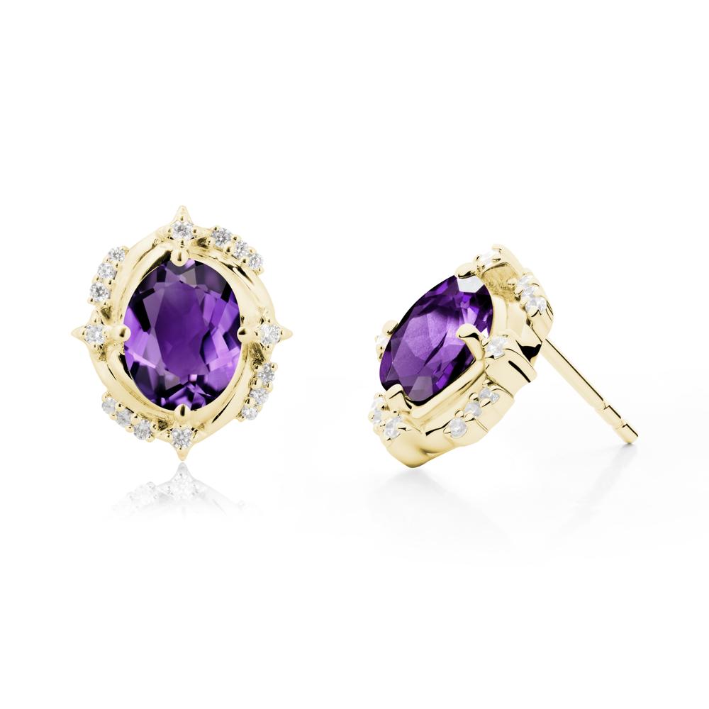 Oval Amethyst Stud Earrings - LUO Jewelry #metal_18k yellow gold