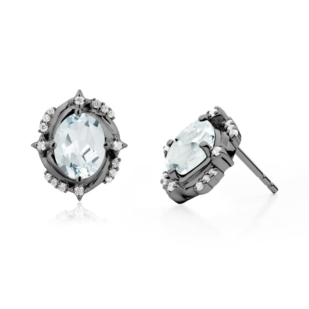 Aquamarine Shooting Star Stud Earrings - LUO Jewelry #metal_black finish sterling silver