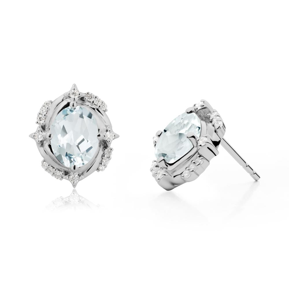 Aquamarine Shooting Star Stud Earrings - LUO Jewelry #metal_platinum