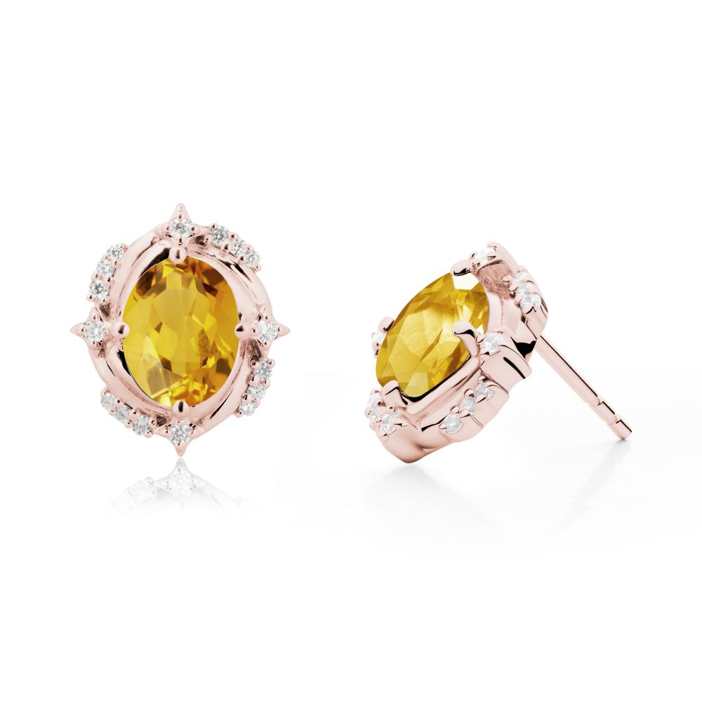 Oval Citrine Stud Earrings - LUO Jewelry #metal_18k rose gold
