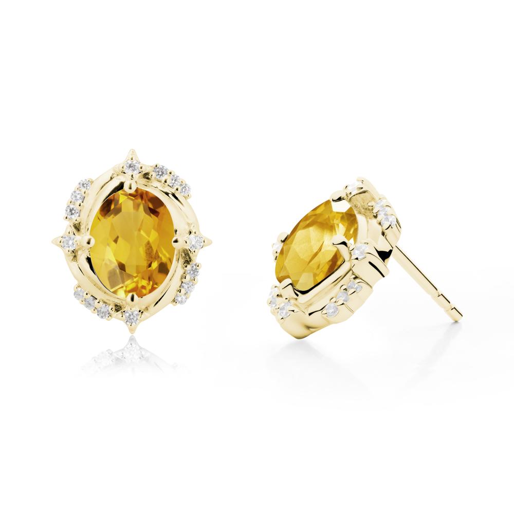Oval Citrine Stud Earrings - LUO Jewelry #metal_18k yellow gold