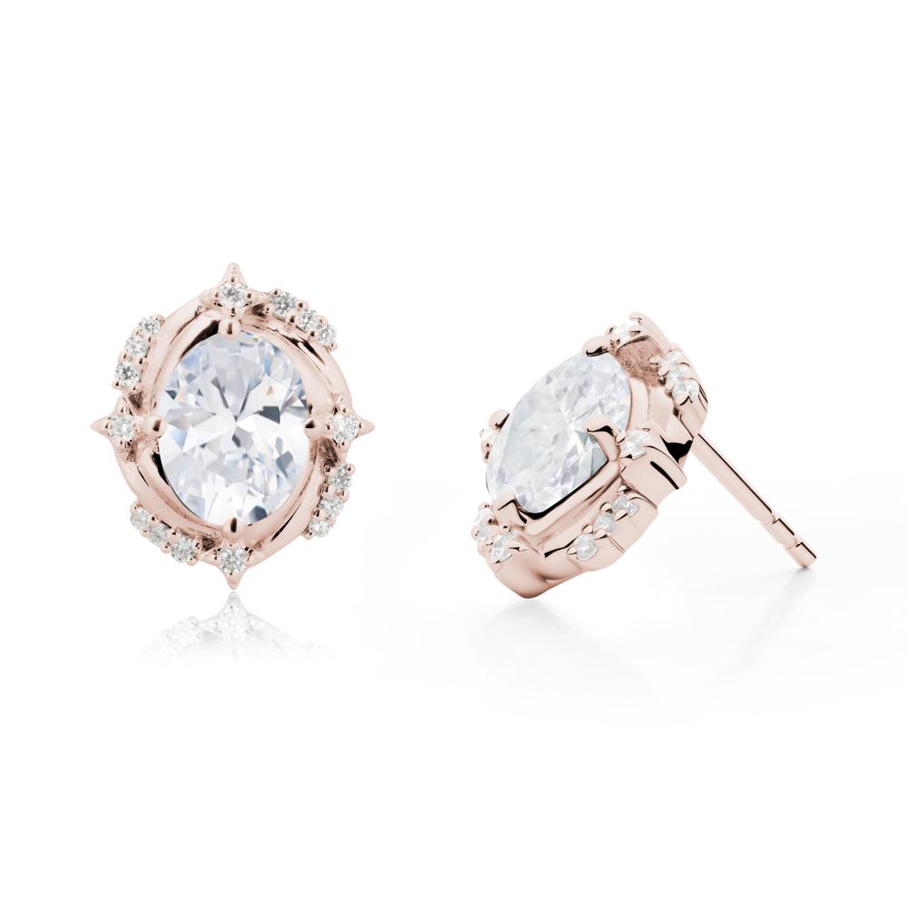 Celestial Style Oval Cubic Zirconia Stud Earrings - LUO Jewelry #metal_14k rose gold