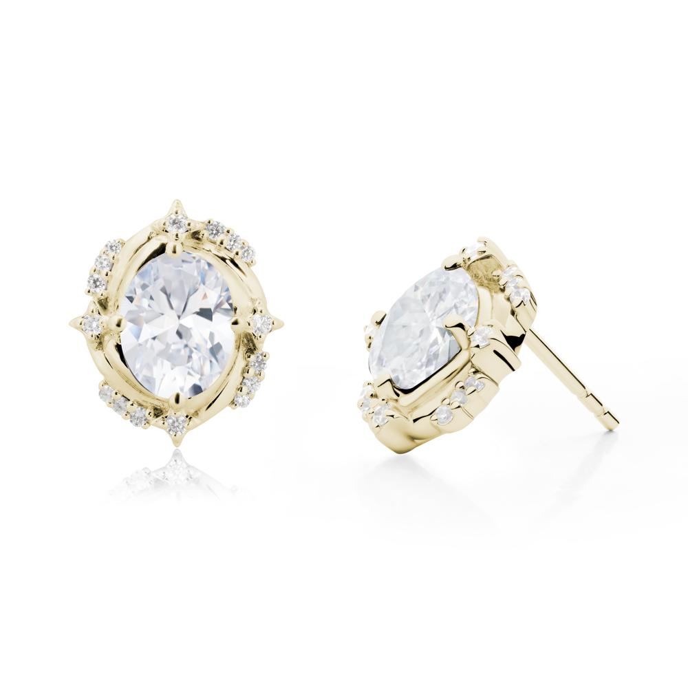 Celestial Style Oval Cubic Zirconia Stud Earrings - LUO Jewelry #metal_14k yellow gold