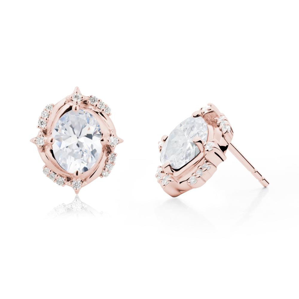 Celestial Style Oval Cubic Zirconia Stud Earrings - LUO Jewelry #metal_18k rose gold