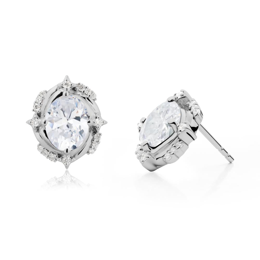 Celestial Style Oval Cubic Zirconia Stud Earrings - LUO Jewelry #metal_platinum