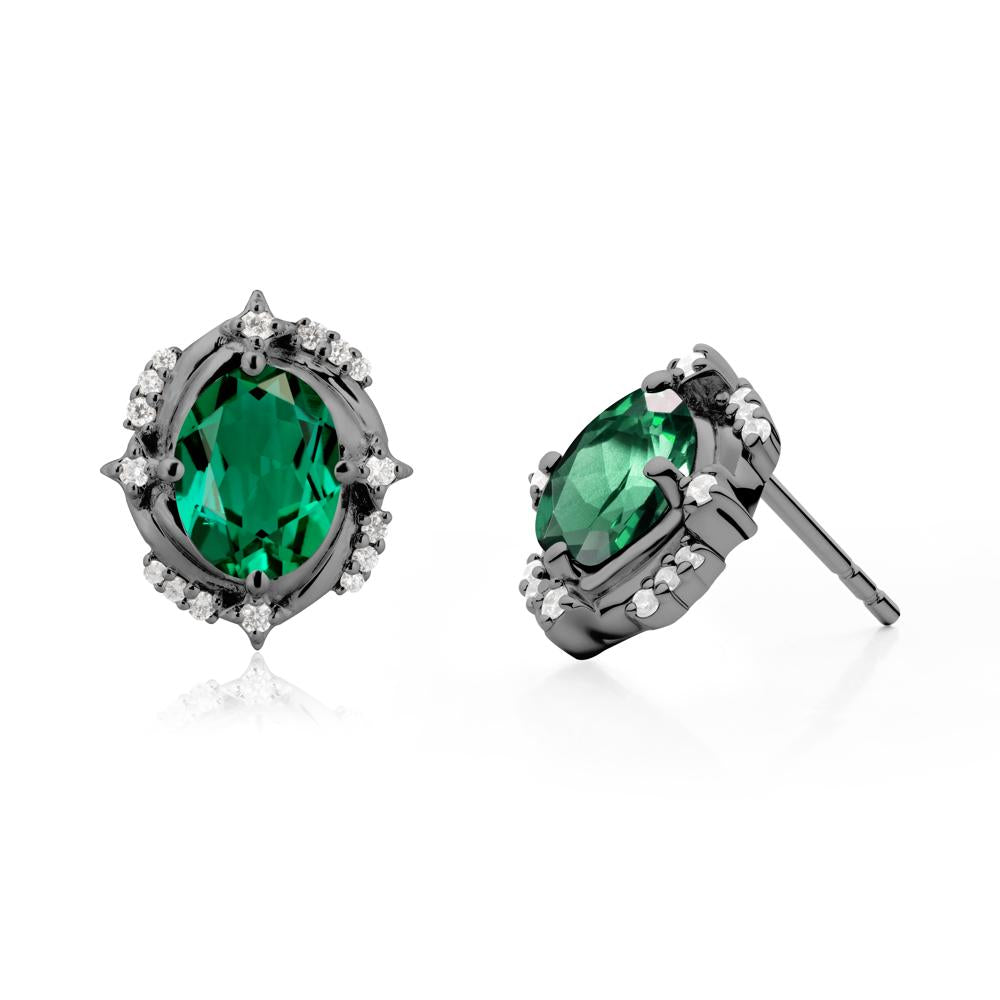 Celestial Style Oval Emerald Stud Earrings - LUO Jewelry #metal_black finish sterling silver