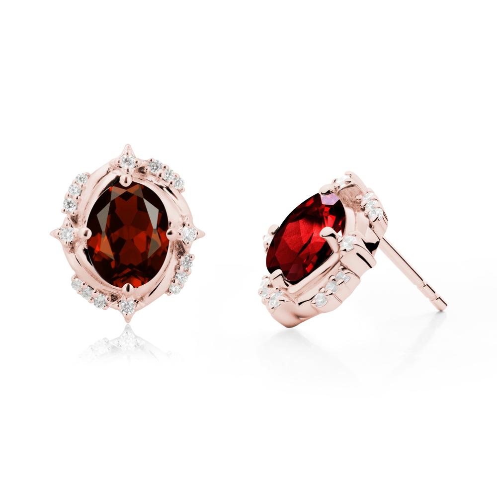 Oval Garnet Stud Earrings - LUO Jewelry #metal_18k rose gold