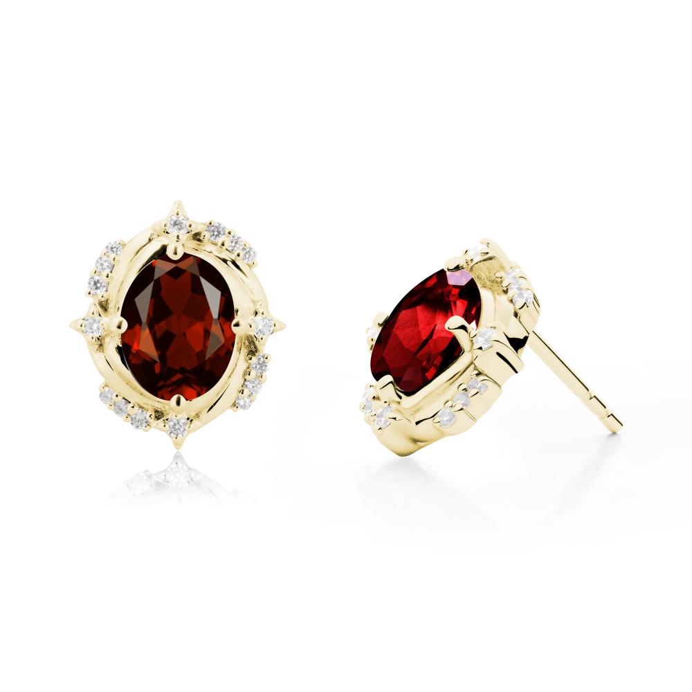 Oval Garnet Stud Earrings - LUO Jewelry #metal_18k yellow gold