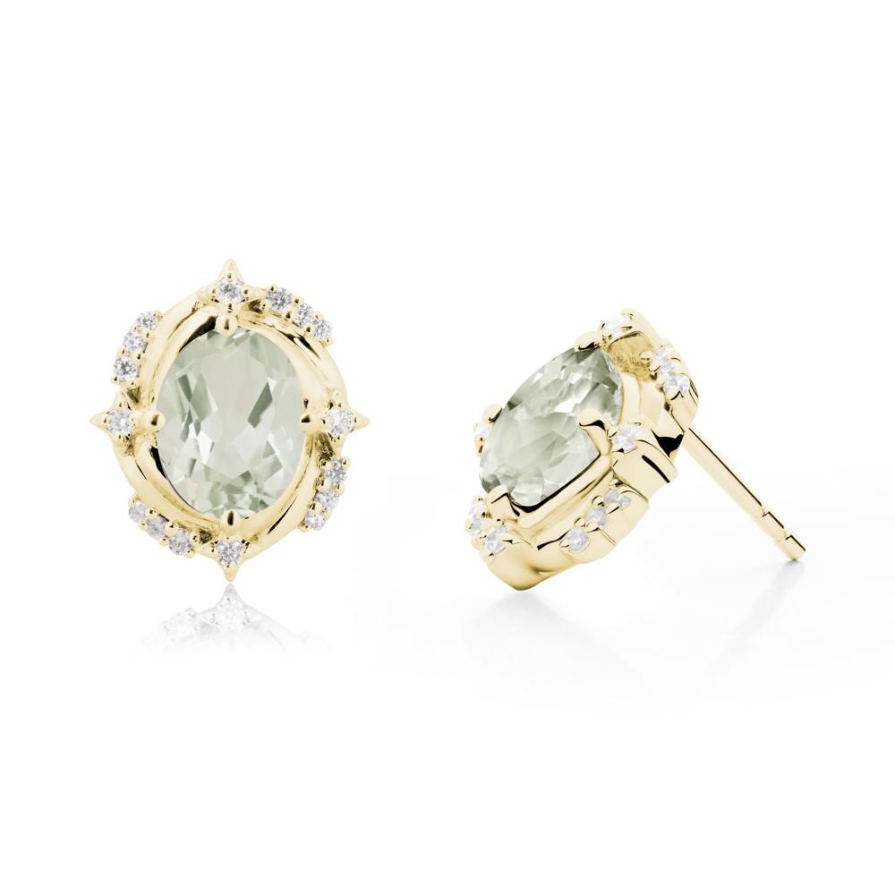 Celestial Style Oval Green Amethyst Stud Earrings - LUO Jewelry #metal_18k yellow gold