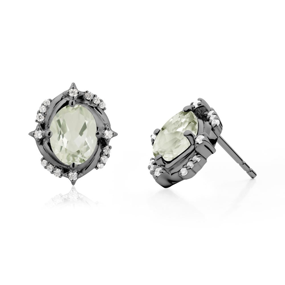 Celestial Style Oval Green Amethyst Stud Earrings - LUO Jewelry #metal_black finish sterling silver