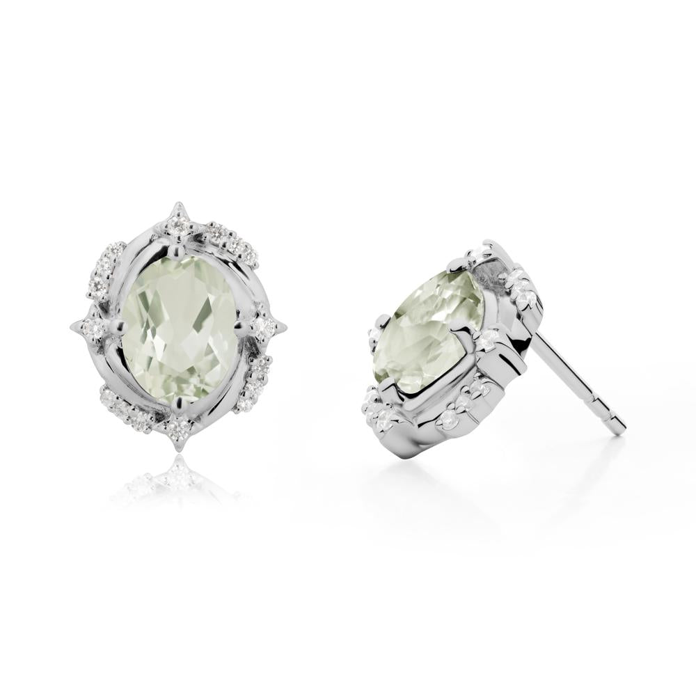Celestial Style Oval Green Amethyst Stud Earrings - LUO Jewelry #metal_platinum