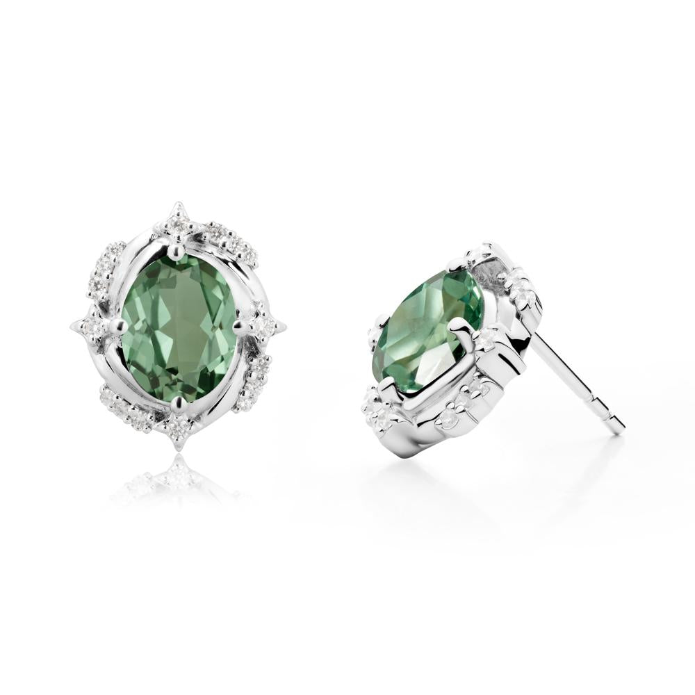 Green Sapphire Shooting Star Stud Earrings - LUO Jewelry #metal_14k white gold