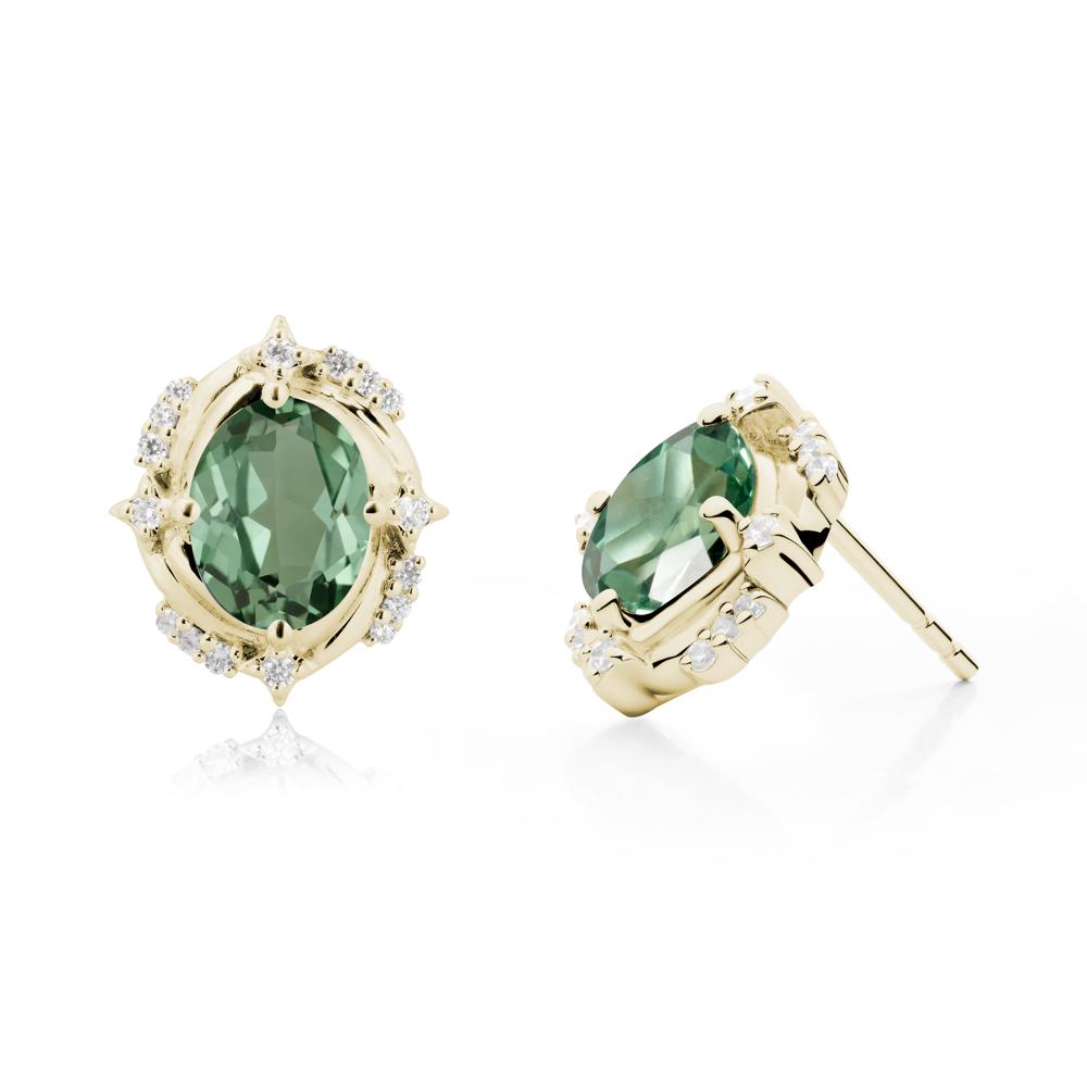 Green Sapphire Shooting Star Stud Earrings - LUO Jewelry #metal_14k yellow gold