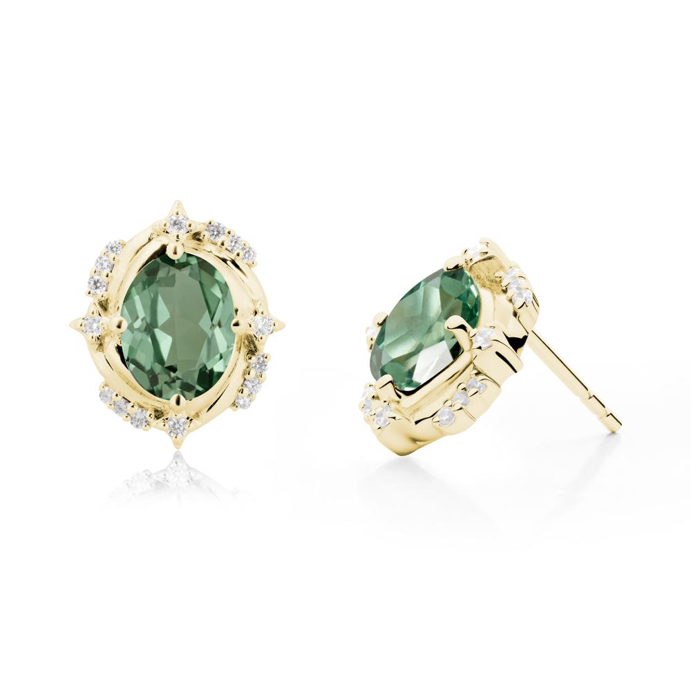 Green Sapphire Shooting Star Stud Earrings - LUO Jewelry #metal_18k yellow gold