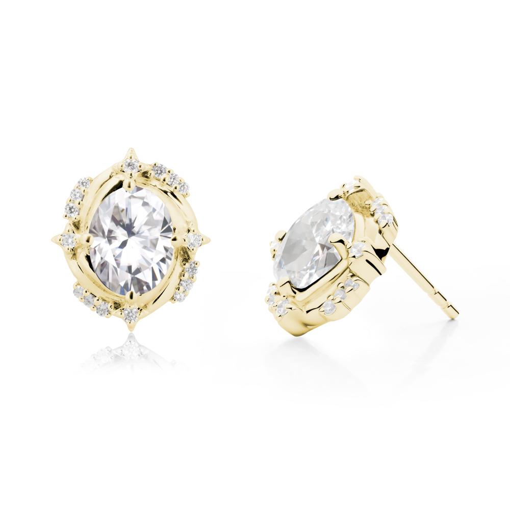 Celestial Style Oval Moissanite Stud Earrings - LUO Jewelry #metal_18k yellow gold