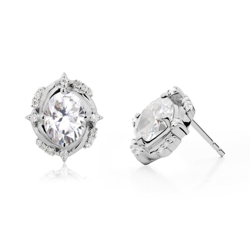 Celestial Style Oval Moissanite Stud Earrings - LUO Jewelry #metal_platinum