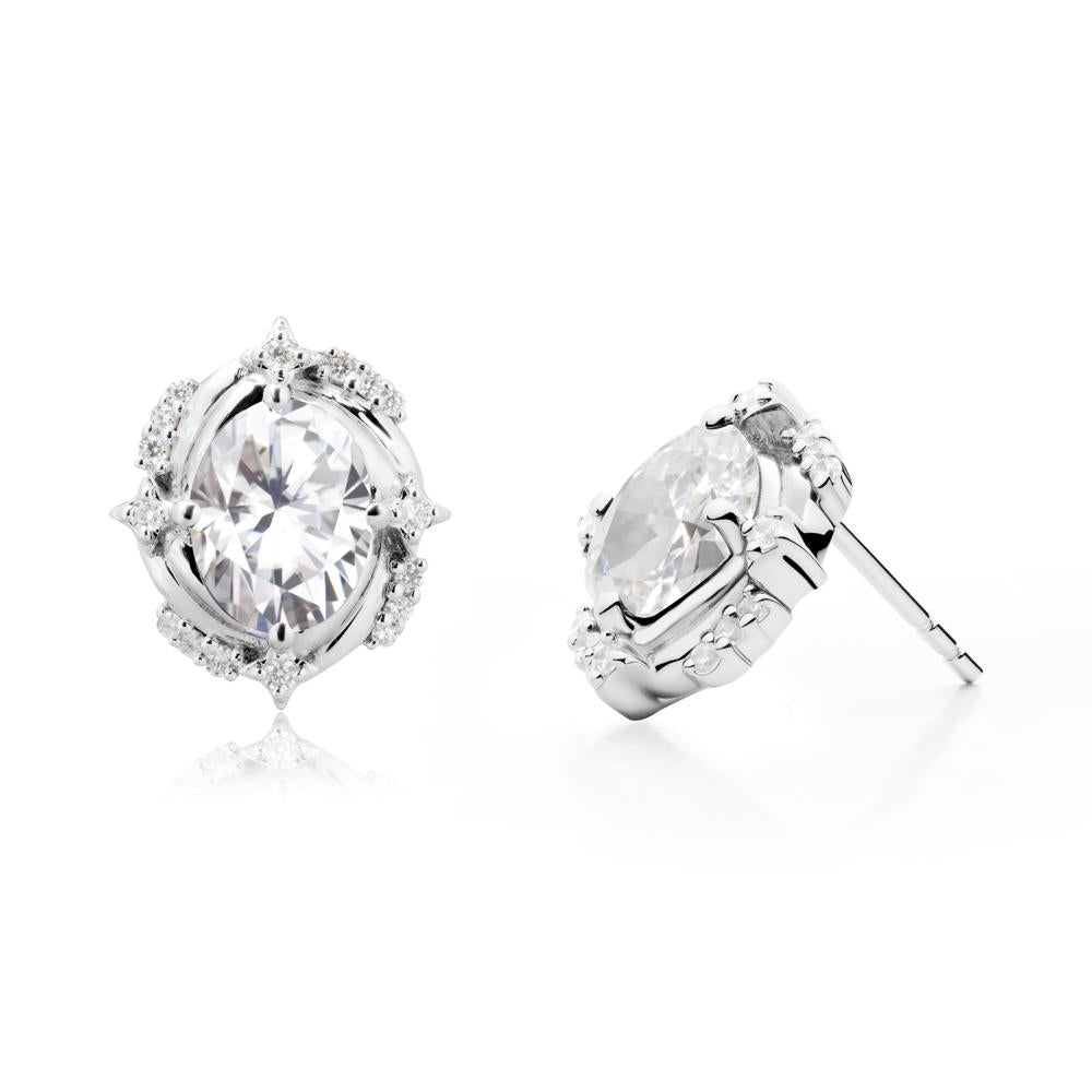 Celestial Style Oval Moissanite Stud Earrings - LUO Jewelry #metal_sterling silver